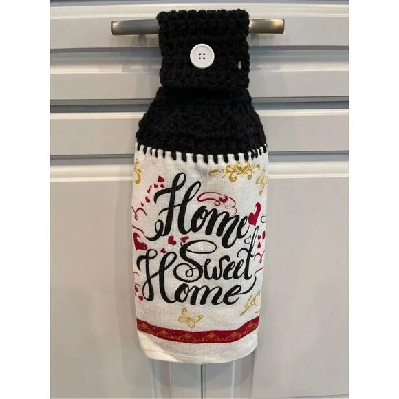 Crochet Top Kitchen Towel- Home Sweet Home - Picture 1 of 1